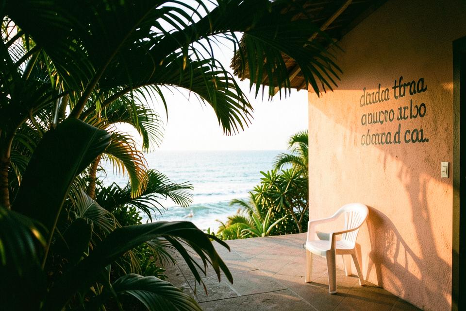 Terraza tropical frente al mar